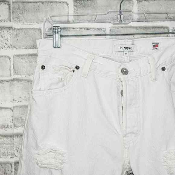 RE/DONE x LEVI'S Straight Skinny Denim Jeans white Distressed Rip Size 29 - Picture 11 of 16